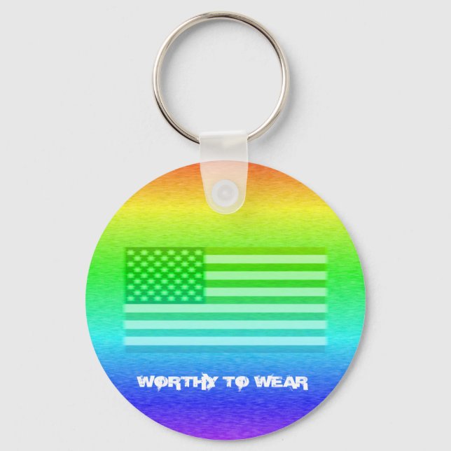 US Flagga Rainbow Shield - värd för Bära Nyckelring (Framsida)