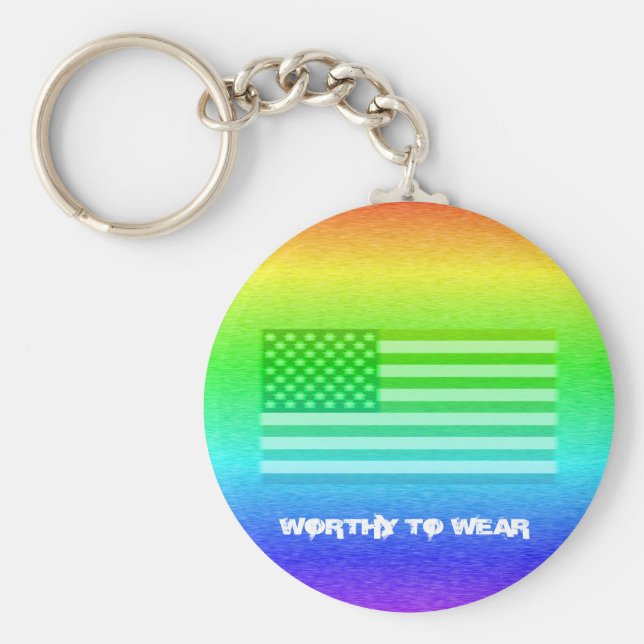 US Flagga Rainbow Shield - värd för Bära Nyckelring (Framsidan)