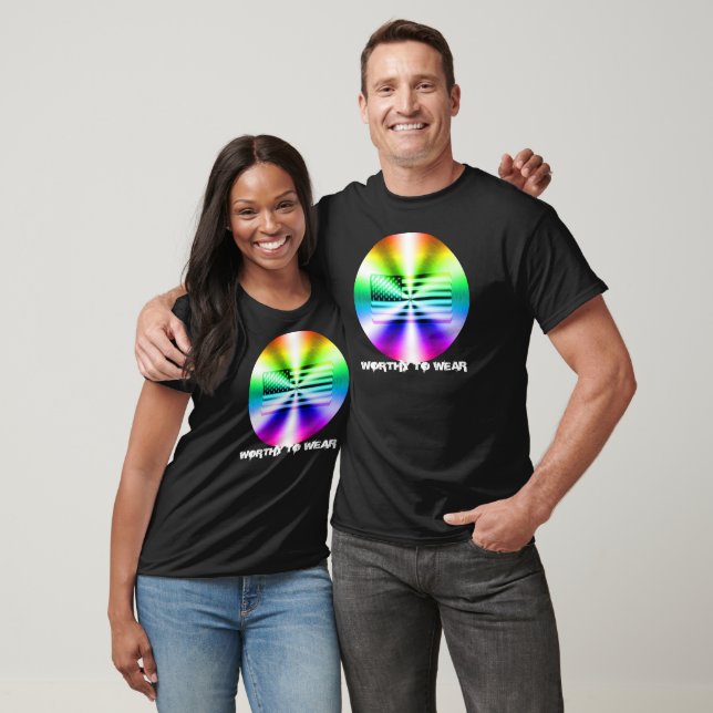 US Flagga Rainbow Shield - värd för Bära T Shirt (Unisex)