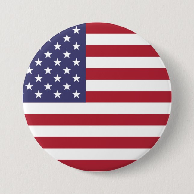 US flagga-röd, vit och blå knapp (Framsida)