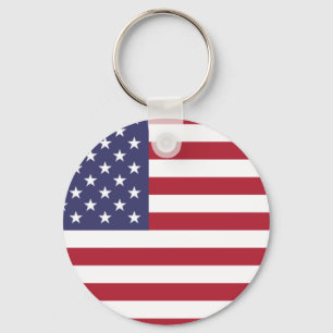 US flagga-röd, vit och blå knapp Nyckelring