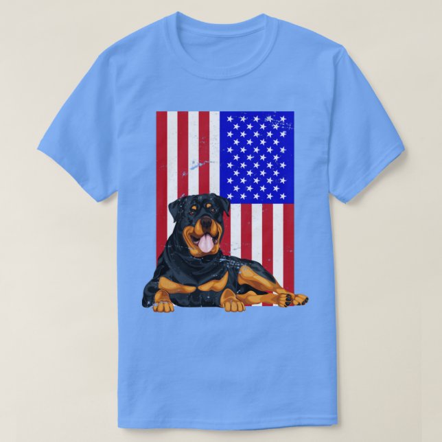 US Flagga Rottweiler T Shirt (Design framsida)