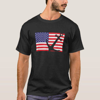 US Flagga Sailing Anchor Patriot Kapten Boat 4:e a T Shirt
