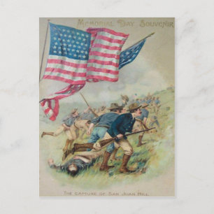 US Flagga San Juan Backe Roosevelt Vykort