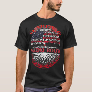 US Flagga Scandinavian American Grown with Viking T Shirt
