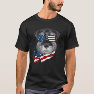 US Flagga Schnauzer Patriotic 4 juli Hund älskare T Shirt