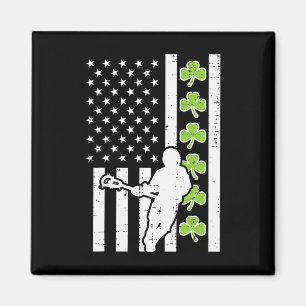US Flagga Shamrock Lacrosse Vintage Lax St Patrick Magnet
