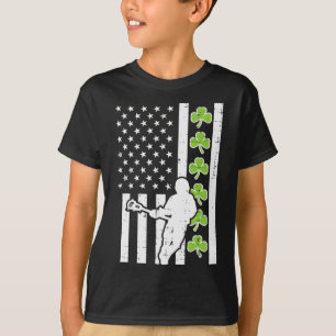 US Flagga Shamrock Lacrosse Vintage Lax St Patrick T Shirt