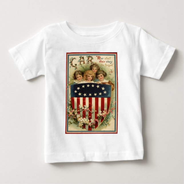 US Flagga Shield Children Flower Tee (Framsida)