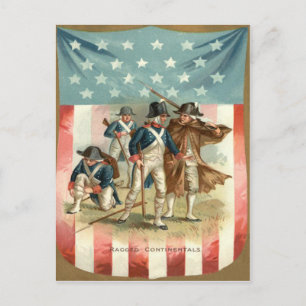 US Flagga Shield Continental Army Vykort