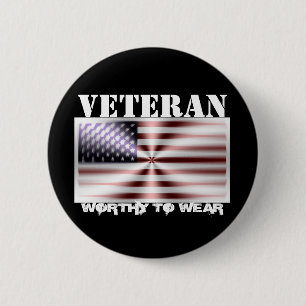 US Flagga Shield - Veteran - värd för Bära Knapp