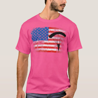 US Flagga Skydiving Patriotic American Fallskärm T Shirt
