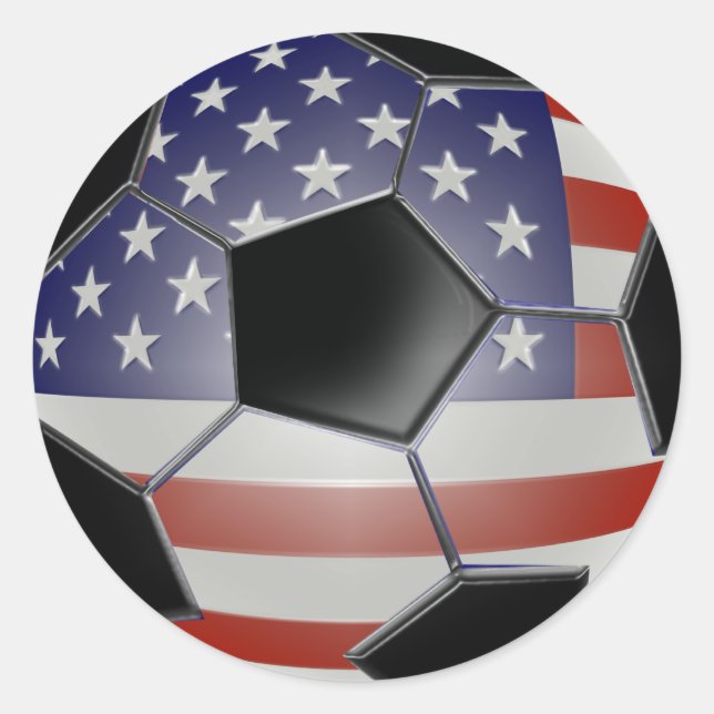 US Flagga Soccer Ball Runt Klistermärke (Framsida)