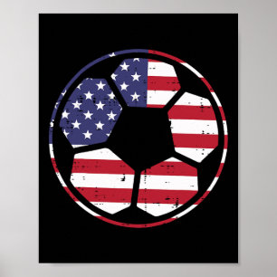 US Flagga Soccer Ll Vintage Footll 4:e juli Patri Poster