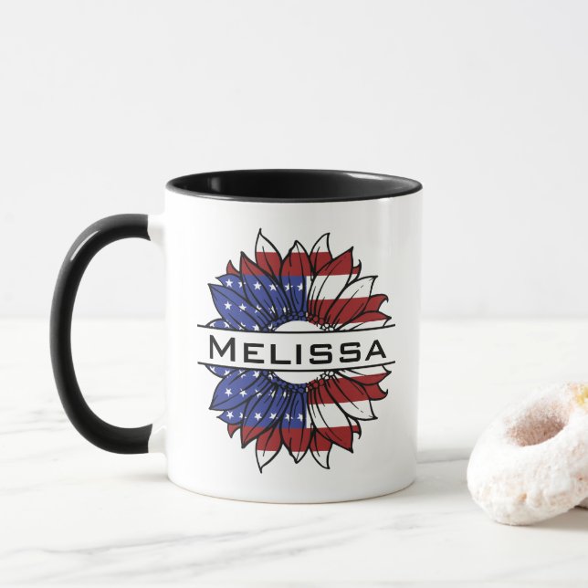US Flagga Solrosme med Namn Mugg (Med munk)