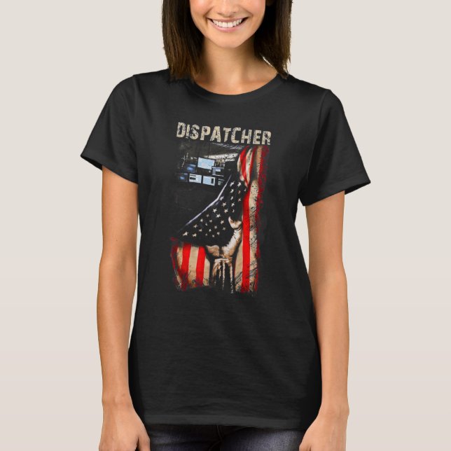 US-flagga Stolt Dispatcher T Shirt (Framsida)