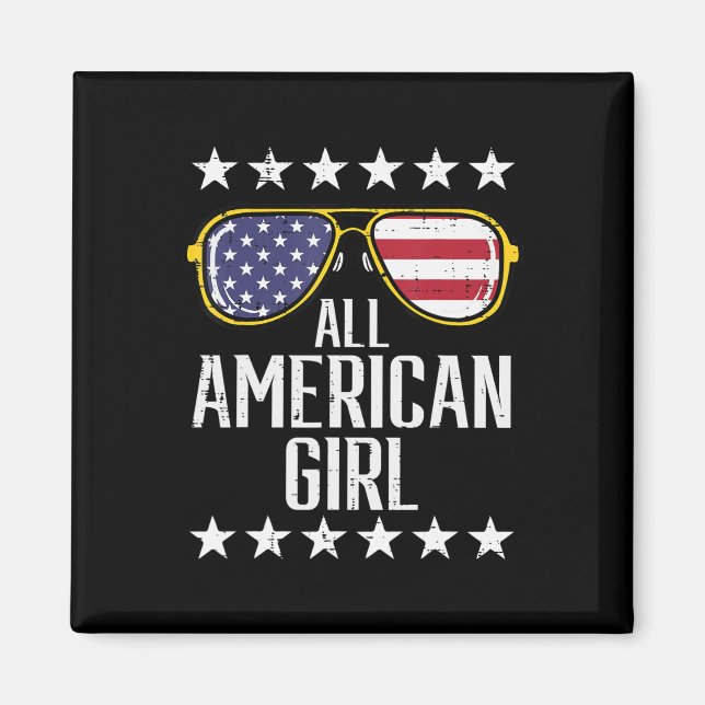 US Flagga Sunglasses American All Girl Memorial Da Magnet (Framsidan)