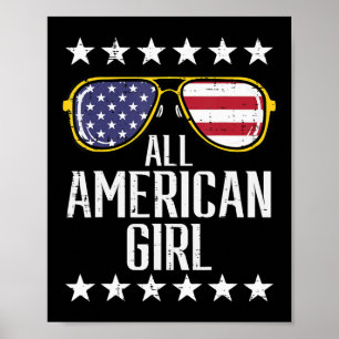 US Flagga Sunglasses American All Girl Memorial Da Poster