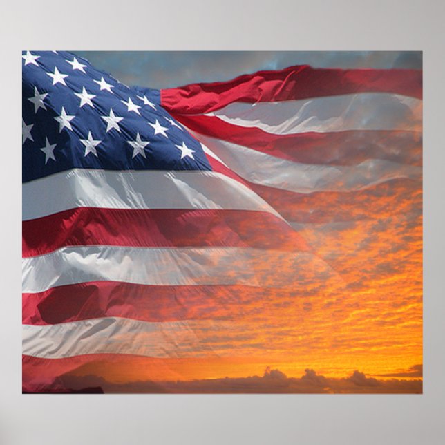 US Flagga Sunrise Poster (Framsidan)