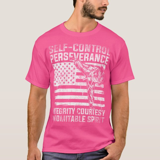 Us Flagga Taekwondo T Shirt (Framsida)