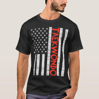 US Flagga Taekwondo Vintage Patriotic Martial Arts T Shirt