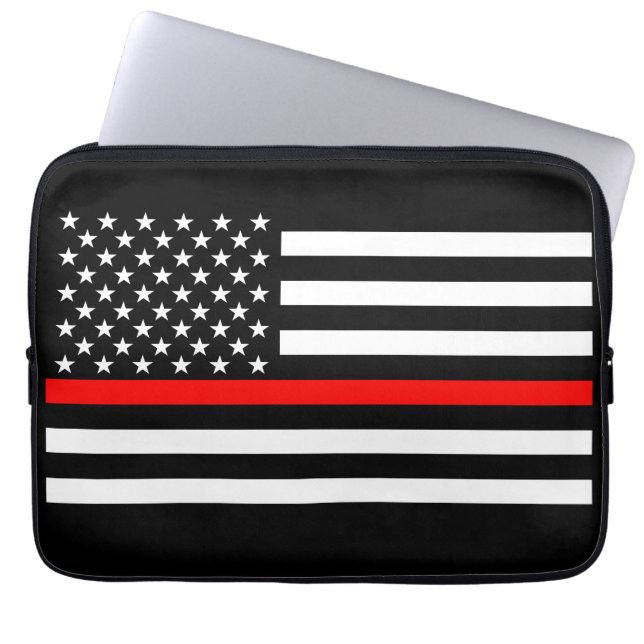 US Flagga Thin Red Line Graphic Laptop Sleeve (Framsidan)