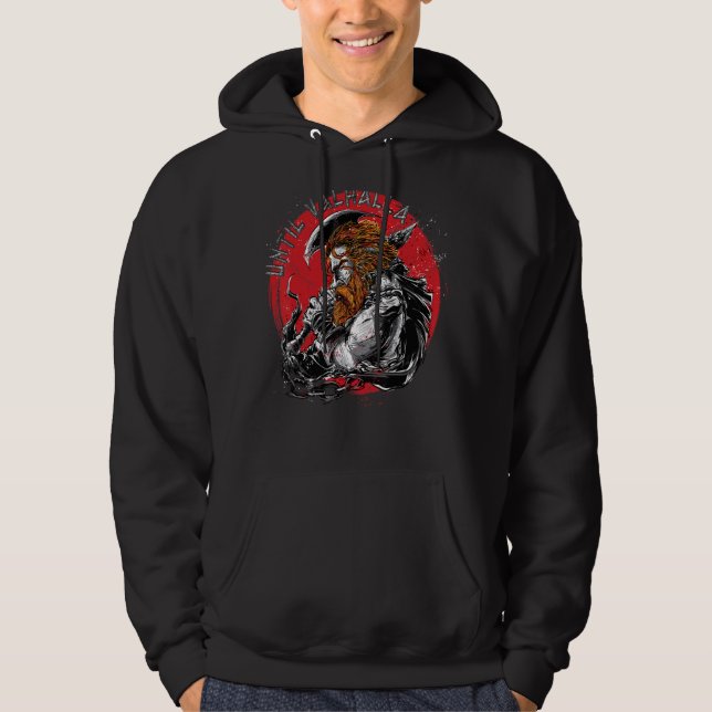 US Flagga 'Til Valhalla Viking Krigare Vikingar No Hoodie (Framsida)