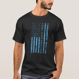 US Flagga Tummy Ache Survivor Abdominal Ache Stoma T Shirt