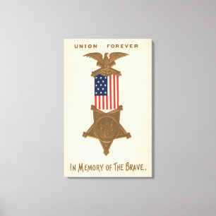 US Flagga Union Civil Krig Medal Eagle Canvastryck