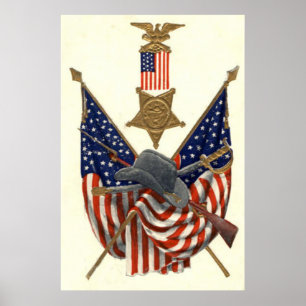 US Flagga Union Civil Krig Medal Eagle Poster