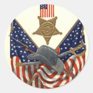 US Flagga Union Civil Krig Medal Eagle Runt Klistermärke