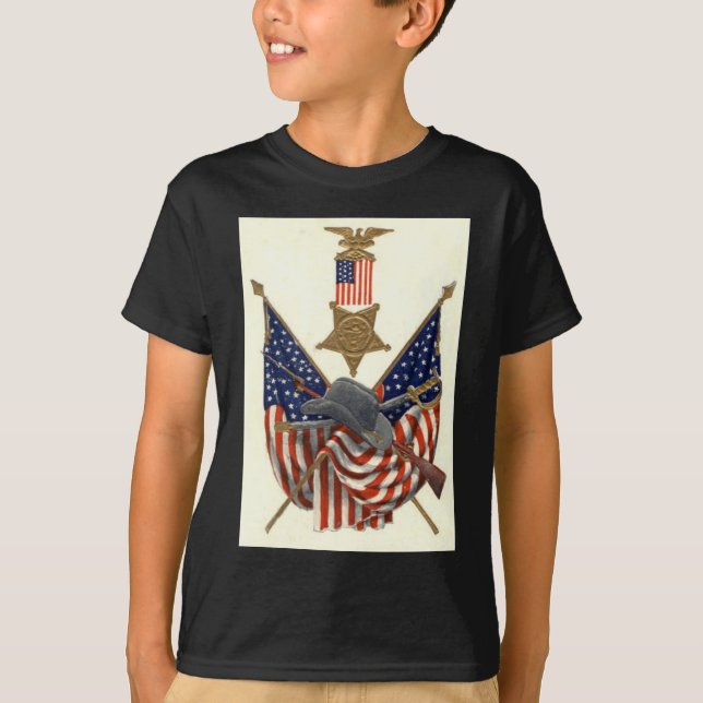 US Flagga Union Civil Krig Medal Eagle T-shirt (Framsida)