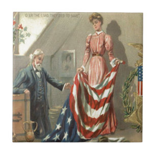 US Flagga Union Civil Krig Medal Eagle Wandele Kakelplatta