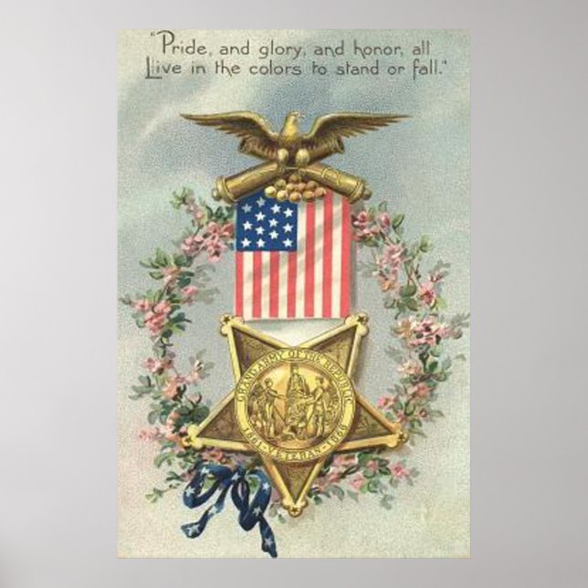 US Flagga Union Civil Krig Medal Eagle Wandele Poster (Framsidan)