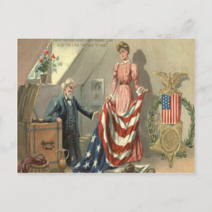US Flagga Union Civil Krig Medal Eagle Wandele Vykort
