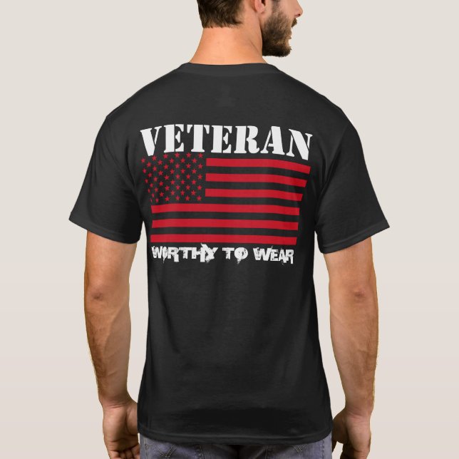 US Flagga USMC RED - Veteran - värd för Bära T Shirt (Baksida)