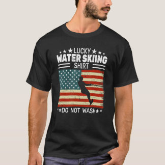 US Flagga Vatten Skiing 4:e juli vattenski manar V T Shirt