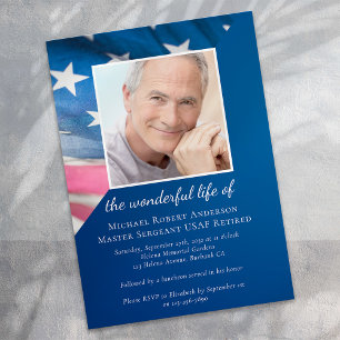 US Flagga Veteran Patriotic Memorial Service Inbjudningar