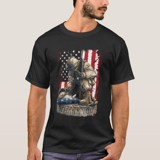 US Flagga Veteran Tack Militär Boot Memorial D T Shirt (Framsida)