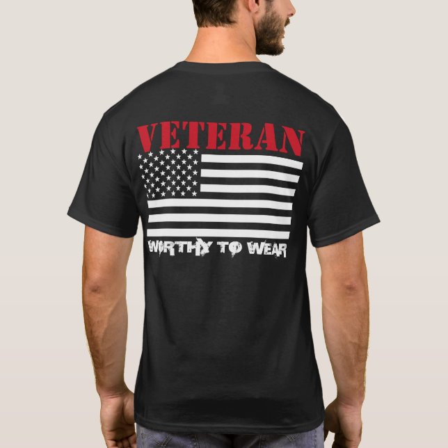 US Flagga - Veteran USMC RED - värd för Bära T Shirt (Baksida)