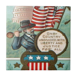 US Flagga WandeCivil Krig Union Soldier Congress D Kakelplatta