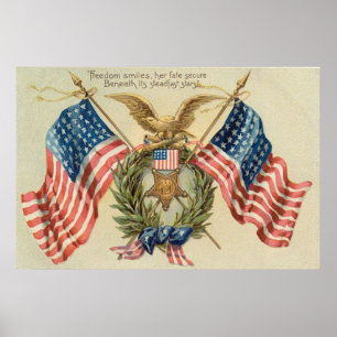 US Flagga WandeMedal Eagle Poster