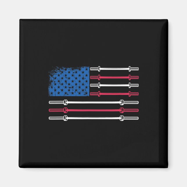 Us Flagga Weightlift Barbell Patriotic Kärlek Fitn Magnet (Framsidan)