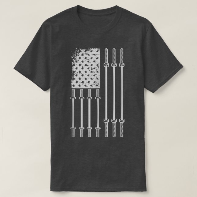 US Flagga Weightlift Barbell Patriotic Kärlek Fitn T Shirt (Design framsida)