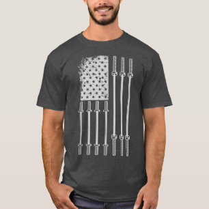 US Flagga Weightlift Barbell Patriotic Kärlek Fitn T Shirt
