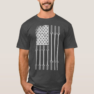 US Flagga Weightlift Barbell Patriotic Kärlek Fitn T Shirt