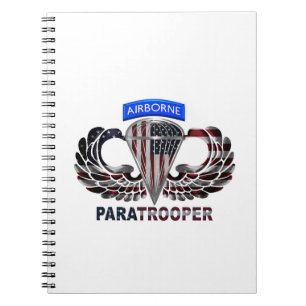 US Flagga With Airborne Vingar and Paratrooperors Anteckningsbok