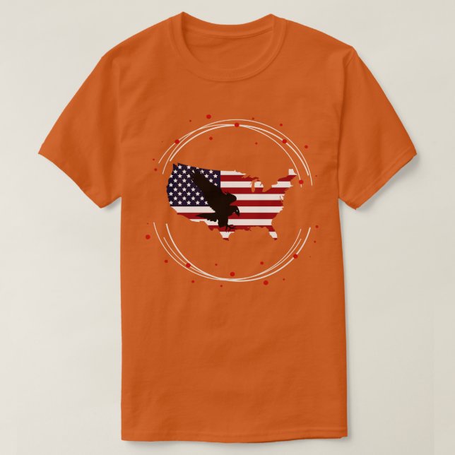 US Flagga with Eagle Silhouette 3 T Shirt (Design framsida)