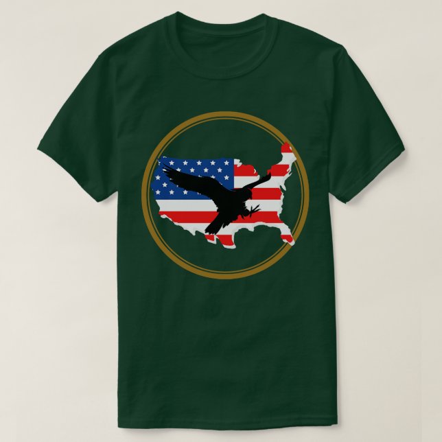 US Flagga with Eagle Silhouette T Shirt (Design framsida)