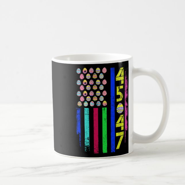 US Flagga with Eggs Funny Trump 45 47 Påsk Dag 2 Kaffemugg (Höger)